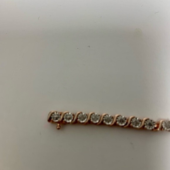 Tennis Bracelet 10K Rose Gold Plated .925 Sterling Silver 1.0 Cttw Diamond - Picture 12 of 14